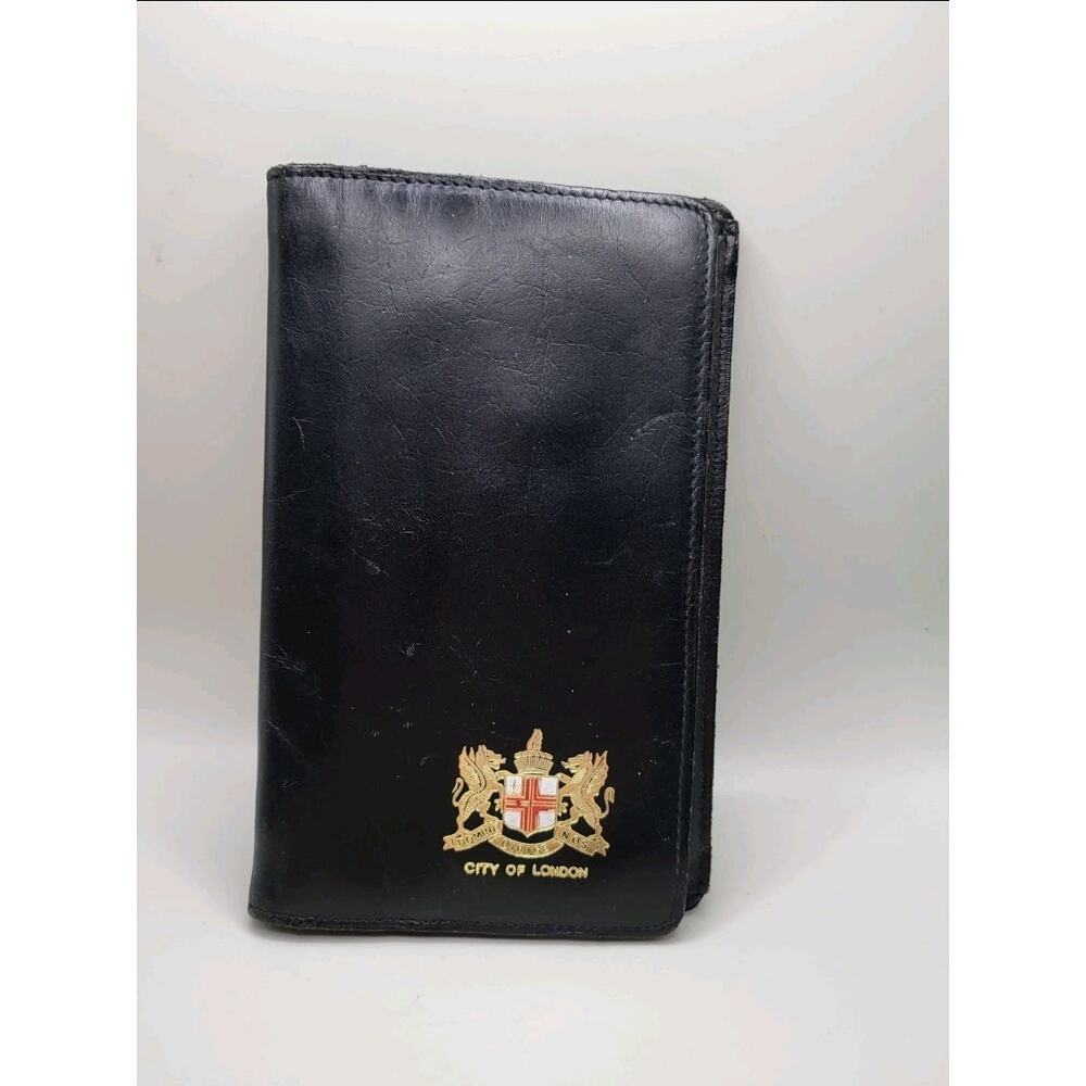 Vintage City of London Black Leather Wallet Organizer Mowbray England